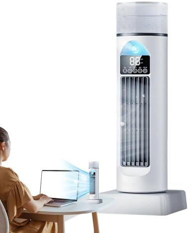 Fyrdyn Ventilador De Torre Para Dormitorio | Ventilador Inteligente Silencioso De Pie Con 6 Velocidades | Inteligente Silencioso Oscilante Para Hogar Oficina Dormitorio Exteriores