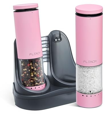 Flendy Rechargeable Electric Salt and Pepper Grinder Set with Charging Base