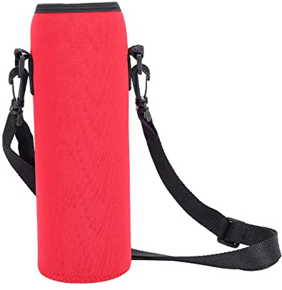 BOROCO Soporte para Botella de Agua Funda térmica de Neopreno Funda a Prueba de Quemaduras con Correa Ajustable para Deportes al Aire Senderismo Camping Viajes Gimnasio Trabajo Ne (Roja)