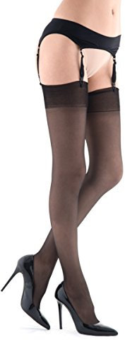 Miss O Silky damen Strapsstrümpfe , Schwarz, L/XL