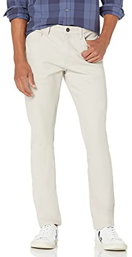 Amazon Essentials Pantalones de Estilo Chino, Ajustados, Cómodos, Elásticos y con 5 Bolsillos Hombre, Piedra, 34W / 29L