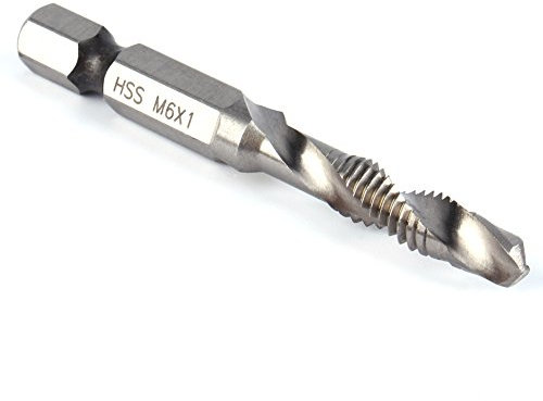 Hex Shank Drill, M6 Tap Taper Drill, Taps Drill Bits, Hexagonal Handle Compound Tap Drill Bits Suitable for Drilling, Tapping, Cutting on Soft Metal, Aluminum Plate, Iron (M6 x 1)
