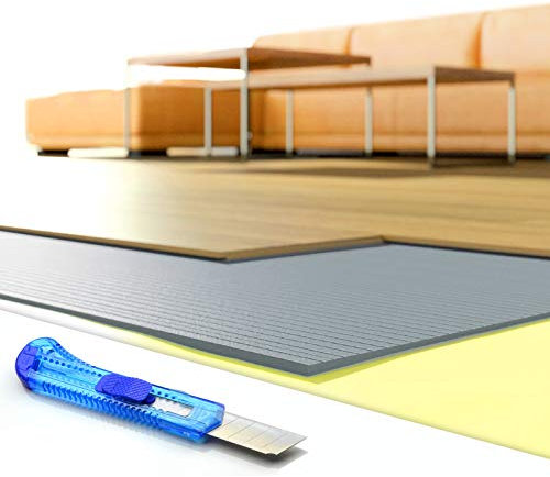 DQ-PP Trittschalldämmung | 80m2 | 3mm stark | XPS grau | 0,5x1,0m Platten | GRATIS Cuttermesser | Dämmung Unterlage für Laminat Boden Parkett Fußboden | Trittschalldaemmung Daemmung Unterlagen