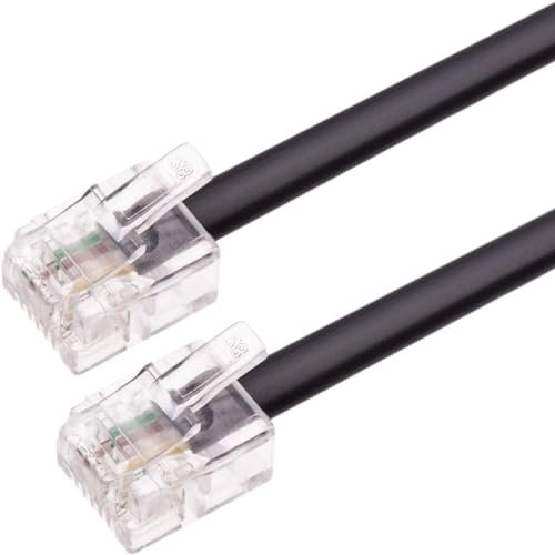 CABLEPELADO - Cable RJ11 Modular 6P4C para Teléfono, Fax, Módem, Router, DSL, VDSL, ISDN, Internet - Negro - 10 Mts