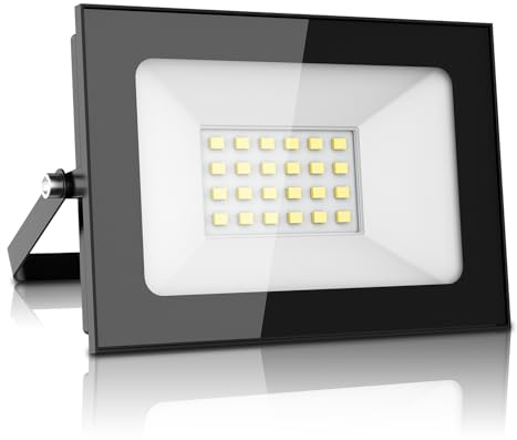 Papasbox Faretto LED 12V, 20W LED Proiettore Super Luminoso 1600LM, Faretto per Esterni, 3000K, Luce Bianca Calda, IP65, Impermeabile, Proiettore per Giardino, Cortile, Terrazza, Fabbrica