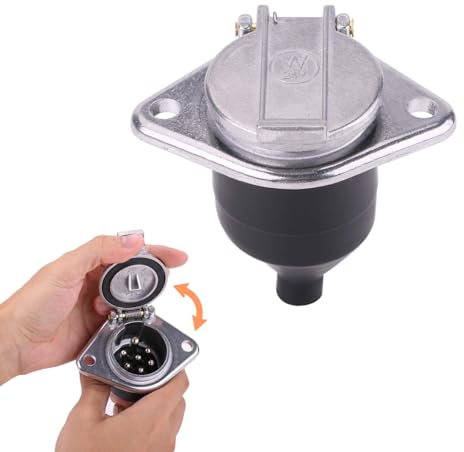 Toma de corriente de 7 orificios para remolque, enchufe universal de remolque de 24 V, 7 pines, conector de cableado de 7 polos, adaptador, proporciona conexiones para indicadores, luces laterales, lu