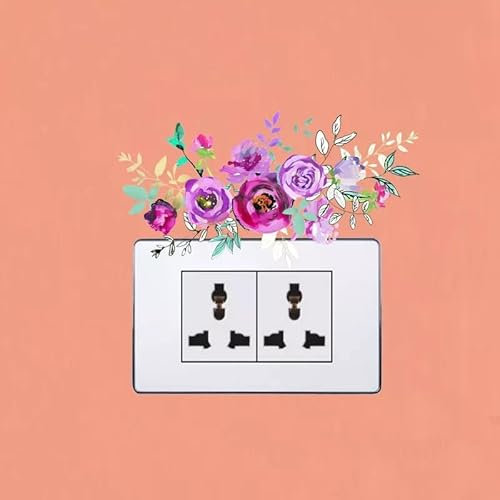 SHMAZ Home Dekorative künstlerische Bunte Blumen Pflanze Design Schalter Aufkleber Wandtattoo