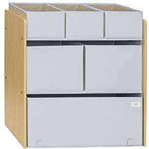 3 Sprouts - Kinderzimmer Regal mit Boxen – Spielzeugregal und Aufbewahrung für Kinderzimmer – Ideal für Spielzeug und Bücher - Grau