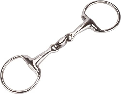 Equinate Olivenkopfgebiss Edelstahl 16mm doppelt gebrochen 12,5cm - Anatomisch geformtes maulfreundliches Gebiss mit sanfter Einwirkung - Lasergravierte Größenangabe