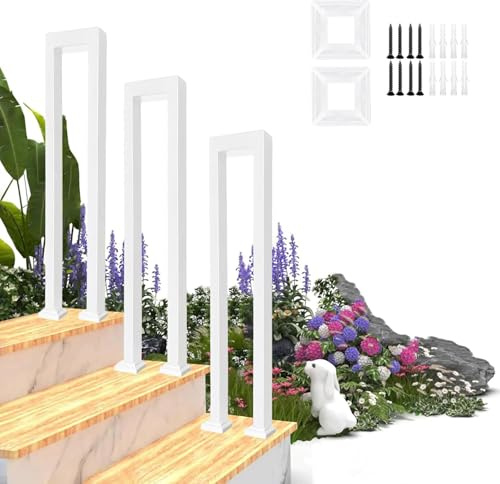 Ogimeka Garde Corps Escalier, Rampe Escalier Intérieure, Métal Garde Corps en Forme de U, Main Courante, Rambarde pour Villas Balcons Couloirs Appartements, Intérieur et Extérieur (35x20cm, Blanc)