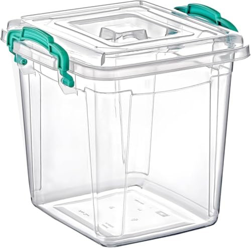 Best House | Plastic Storage Box with Clips & Lids | Size: 6L (L:26cm W:26cm H:16.8cm) | Set of 1 | Square Shape | Stackable Clear Durable Multipurpose Office Home Kitchen Tools Crafts ((SMALL Size)