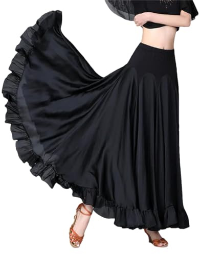 Gonna da danza moderna da donna, gonna standard da ballo per costumi da ballo, grandi gonne swing, Nero , M