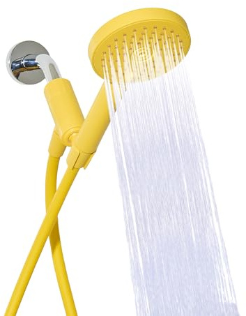 Sproos - Handheld Shower Head, High Pressure, 3 Spray Functions Plus Pause, Extra Long 70 Inch Hose - Eco-friendly Materials - Easy DIY Installation - High Pressure Performance - Yellow