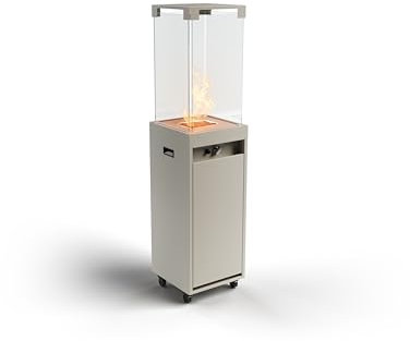 Planika - Faro - Calentador de gas gris para terraza, portátil de 8 kW y de pie, propano y LPG - Estufa para jardín y terraza (cubierta Faro) 36 x 36 x 150 cm