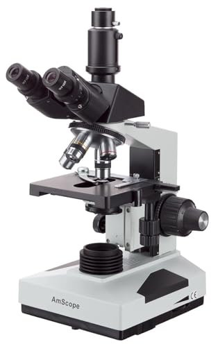 AmScope Microscopio compuesto biológico trinocular, aumento 40X-1600X