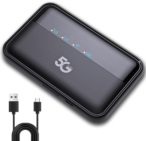 5G Modem Wireless Router, 5G Portable WiFi6 Mobile Hotspot with SIM Slot, Support 16 Devices / 10000mAh Long Standby, Portable WiFi Devices 5G Modem for Travel