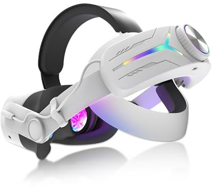 NEWZEROL Upgraded 12000mah Battery Head Strap Compatible for Quest 3S, 9V 2A PD Fast Charging Extended Gaming Time with RGB Light Exclusively Designed Accessories for Quest 3s,White