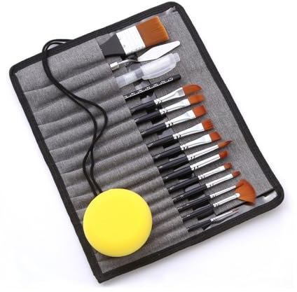 Set di pennelli per pittori, Set Pennelli Pittura Acrilica, 12 Pezzi Pennelli per Dipingere,Pennelli Acquerello Professionali,Nylon Pennelli per Dipingere Bambini con Spatola