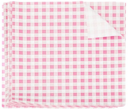 QUARKZMAN 30 Fogli Carta Oleata Quadrata a Quadretti 22x22cm Carta da Imballaggio per Alimenti Cerata Secchi Assorbente per Forno Cestini da Picnic Pane Hamburger, Rosa