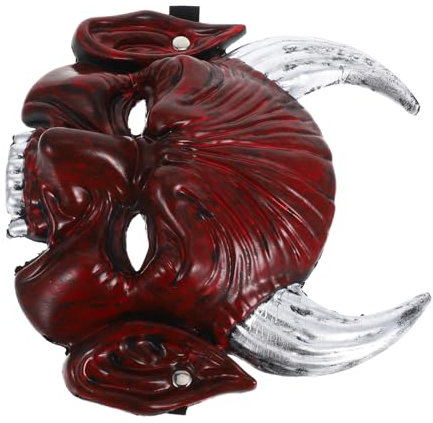 UKCOCO Demi-masque : Masque De Mascarade Rouge Effrayant Pour Halloween, Diable, Démon À Cornes, Pour Déguisement De Cosplay, Accessoires De Fête Pour Adultes Et Adolescents