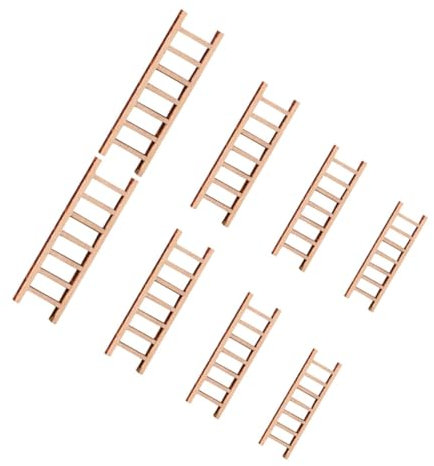 IMIKEYA 8 Pièces Échelle Miniature Bois Lot de Échelles Décoratives pour Maison de Accessoires de Paysage Micro et Bricolage