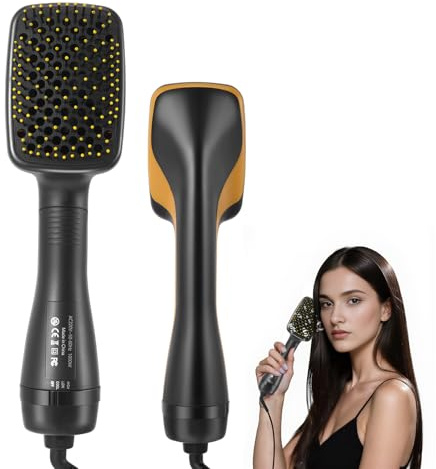 3 in 1 Hair Dryer Brush,Hot Air Styling Brush with Negative Ion,Hairdryer Straightener Brush with 3 Heat/2 Speed Settings,Scalp Massage Function for Frizz-Free Salon,One Step Hair Dryer and Styler