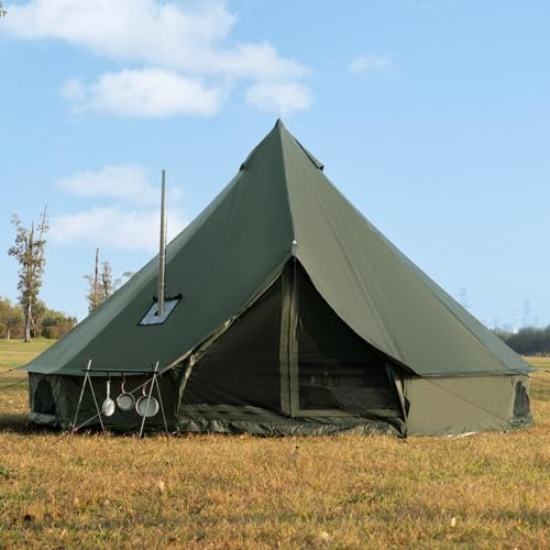 Oxford Circus Bell Tent for Camping Glamping Waterproof tent with Stove Jack 16.4ft Wall Tent Fits 6-10 People