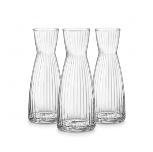 Set 3 Caraffa in Vetro Star Glass Bottiglia da Tavola MEZZO LITRO CL 50 Elegante per Vino Acqua o succhi bevande Alta Brillantezza Resistente agli Urti Ideale per Casa Ristorazione MADE IN ITALY