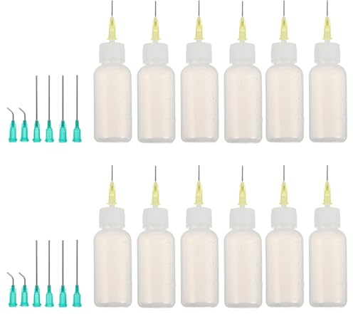 GALPADA Botellas Aplicadoras de Pegamento Punta de Aguja, Dispensador de Precisión para Cerámica y Manualidades, Set de 2 Unidades Pequeñas para Quilling y Pintura Artística