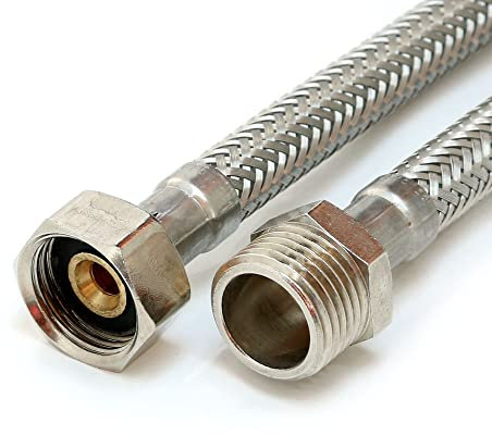 Flexschlauch 1/2ÜM x 1/2AG, Panzerschlauch DN8 für Sanitär mit Trinkwasserzulassung