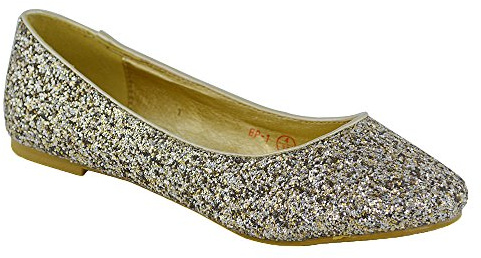ESSEX GLAM NEW Womens Ladies Flat Glitter Bridal Bridesmaid Prom Dolly Pumps Shoes 3-9 (UK 7 / EU 40 / US 9, Multi Glitter)