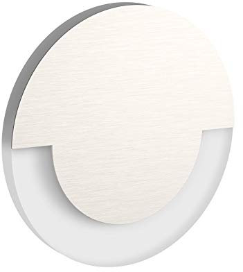 Conceptrun Premium LED Wandeinbauleuchte für Treppen, Möbel, Flur etc. Modell: WB5 warmweiß 12V DC Treppenlicht mit rundem Korpus aus Satinglas und Edelstahlfront