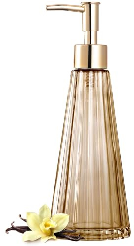 EMPO Dispenser di sapone in vetro vintage elegante, per sapone liquido/disinfettante, bottiglia di shampoo con pompa, dispenser di sapone per le mani, accessori da bagno