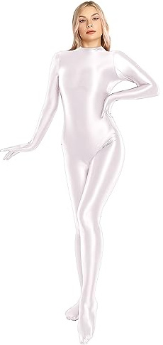 SOFSOT Bodysuit Completo Lucido da Donna Costume da Bagno a Pezzo Unico Con Cerniera Posteriore Lucido