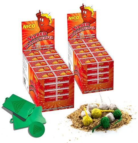 AKTIVHANDEL Knallteufel 20x 50 Stück, Knaller für Kinder, Kinderfeuerwerk Knallerbsen, Ganzjahresfeuerwerk, Kat F1 Feuerwerk inkl. Einkaufswagenchip
