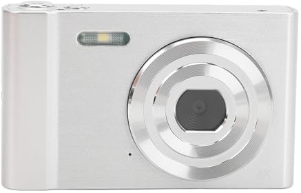 Digitalkamera, FHD 48MP 1080P Kompaktkamera med 2,4 Tums IPS-skärm, 16X Digital Zoom, Handrem, CMOS-sensor, för Fotoresevloggning (SILVER)