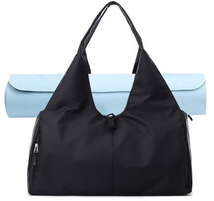 FANDARE Bolsa Esterilla Yoga Bolsa Deporte Gym Mujer para Yoga Bolsa de Viaje para Mujer Hombre Bolsas para Yoga colchoneta Bolsa de Mano Equipaje Bolsa de Gimnasio con Zapato Compartimento Negro