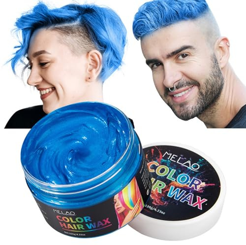 Blau Temporäre Haarfarbe Wax, Sofortige Farbe Natürliches Haarstyling Haartönung, Mattes Glatte Textur Waschbar Temporäre Styling Tönung Haare Haarwachs Für Party, Cosplay & Halloween