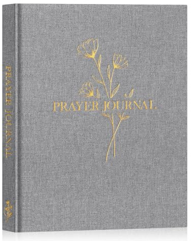 Lanpn Carnet Journal de Priere Chretienne, Livre de Priere et de Réflexions Bible Study, Cahier de Gratitude Prayer Journal Book, Christian Gift Cadeaux Religieux pour Femme, Gris