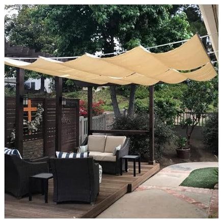 Wave - Toldo retráctil para grandes espacios al aire libre, pérgola, toldos y parasoles para hoteles, mercados, jardines y pabellones, 1,1 x 6 m