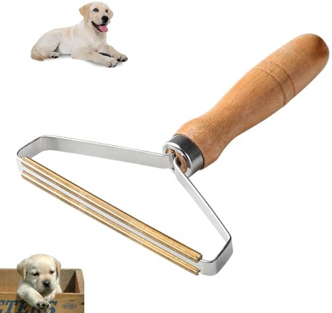Carpet Scraper Pet Hair Remover Tool - Reusable & Eco-Friendly Pet Hair Removal for Carpets, Sofas, Beds, Clothes | Portable Lint Roller with Wooden Handle for Cats & Dogs (Pack of 1)