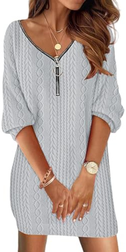Mujeres Casual Vestidos Moda Cuello en V Magas Cortas Elegantes Vestido de Fiesta Invierno Casual Manga Larga Cuello V Vestidos de Noche Corto Ropa
