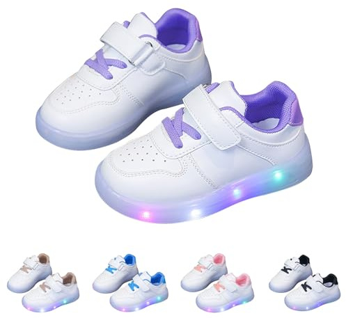 Scarpe Bambina con Luci Traspiranti Passeggio Scarpe da Corsa Comodi con Strappi E Luci Casual Sneakers Bambino Tennis Illuminate Scarpe per Bambini Regali per Bambini Leggere Scarpe da Ginnastica