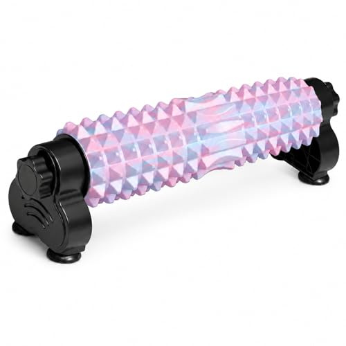 GOOGO fasciarulle med stativ, 54 cm rygg- och ryggradsrulle för yoga, pilates, stretching, muskelavslappning, massagerulle för rygg, nacke och ben (rosa)