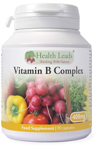Vitamin B Complex x 90 Capsules, Powerful Balanced Formula, Vegan, Contains All 8 B Vitamins B1, B2, B3 (Niacin), B5, B6, B12, Biotin & Folate, Magnesium Stearate Free, Formulated & Made in Wales