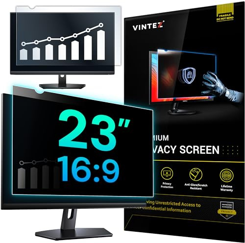 VINTEZ 23 Inch 16:9 Privacy Screen for Computer Monitor and Laptop - Anti Glare Protector Film Blue Light Filter Eye Protection - Computer Screen Privacy Shield, [1 Pack]