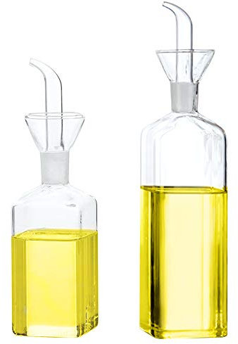 Lanhope Ölflasche, Glasflasche, Olivenöl, Spender, Kochen, Öl, Essig, Messspender mit Ausguss, für Küche und BBQ (Mittel+groß,1 paket)