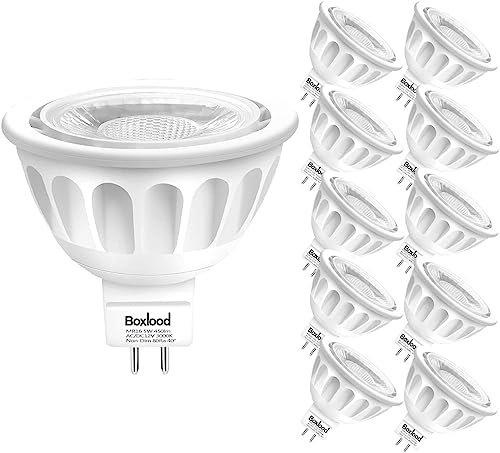 Boxlood MR16 LED 12V Bianco Freddo, Lampadine LED GU5.3, 500LM 6000K Equivalente alogeno da 50W, Non-Dimmerabile, Angolo del fascio di 40 °, Confezione da 10