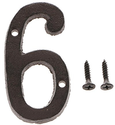 Hausnummernschild aus Schmiedeeisen, antikes Design, Buchstabe 6