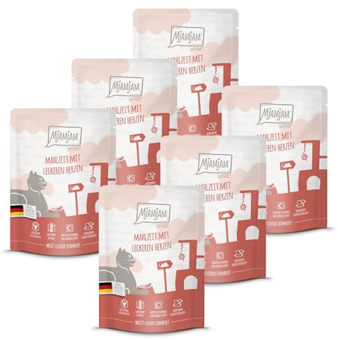 MjAMjAM - nourriture humide premium pour chats - Quetschie - délicieux bœuf avec potiron cuit à la vapeur, pack de 6 (6 x 300 g), sans céréales avec un supplément de viande